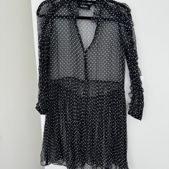 The Kooples Polka Dot Black Silk Dress with Slip - Small - Picture 2 of 6